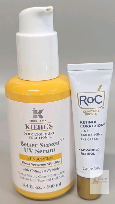 Kiehl's Better Screen UV Serum SPF 50+ (3.4 oz) & RoC Retinol Correxion Eye Cream (0.5 oz, CP00067B) Note: Online returns. Volumes may be lower than listed<br/>