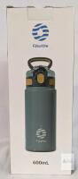 NEW FJbottle FJ-CL600 600ml Stainless Steel Vacuum Insulated Water Bottle Cyan, Flip-Top, BPA-Free