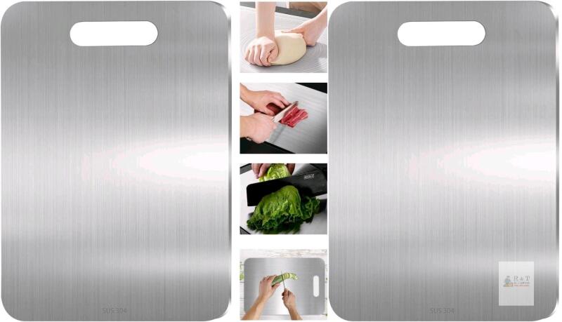 2 New Stainless Steel Cutting Boards, Double-Sided, Dishwasher Safe, Food Grade Cutting Boards for Cutting Meats Fruit & Vegetables (13.3 * 9.1 in)