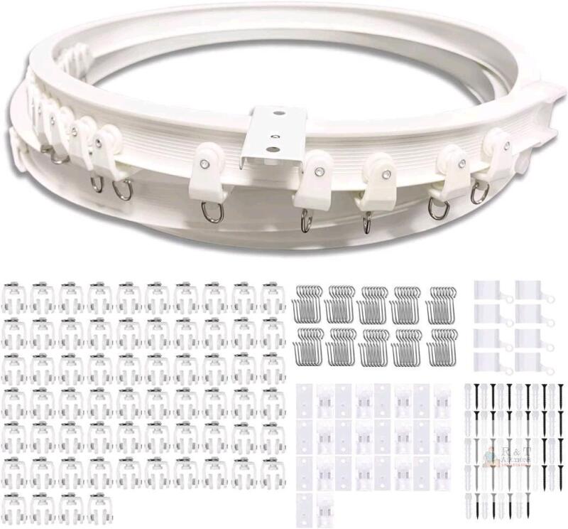 NEW Swpeet Curved Flexible Ceiling Curtain Track Kit, 16.4 ft, White, Complete Hardware, X003BOSBJ5
