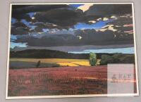 Framed Landscape Art Print 20x27", Cloudy Sky Over Fields, MDF Back, Ready to Hang