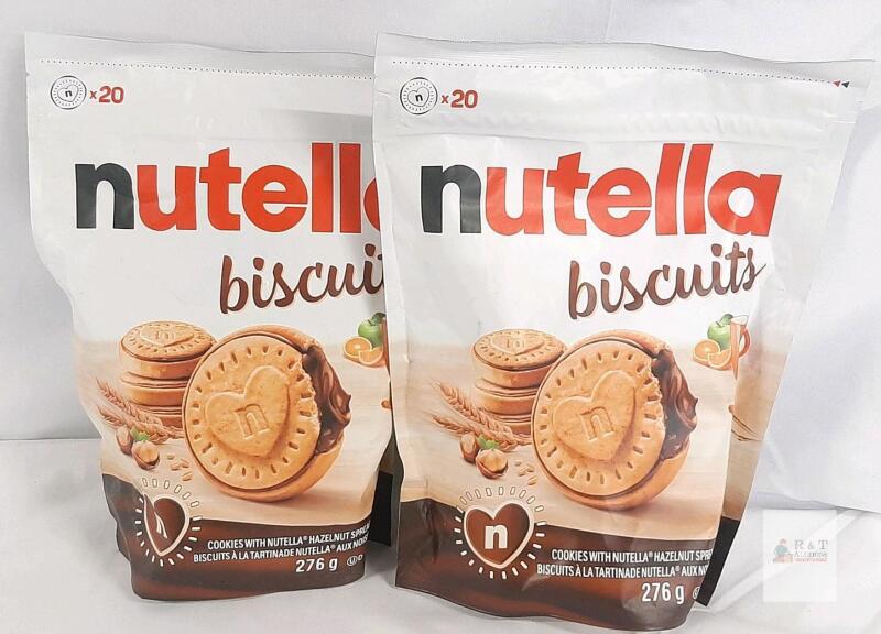 BB JULY 26 Nutella Biscuits 2 Packs, 20 Cookies Each, Hazelnut Spread Filled, 276g Resealable Pouch