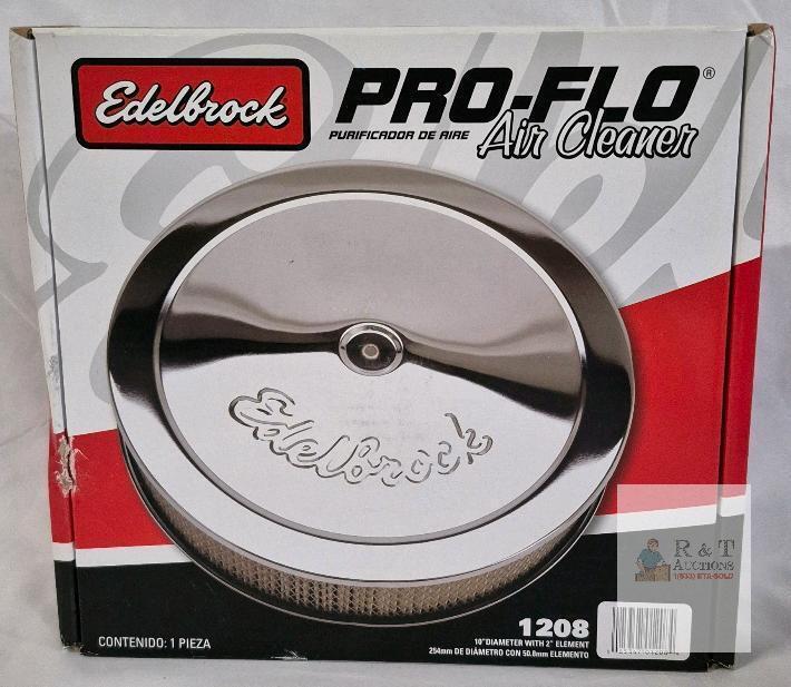NEW Edelbrock 1208 Pro-Flo 10" Chrome Air Cleaner 18-Gauge Steel for 4-Barrel Carburetors