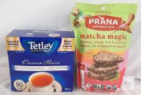 Tetley Orange Pekoe Decaf Tea 80 Bags 160g & Prana Organic Matcha Magic Chocolate Barks 100g