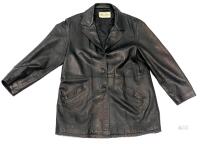 Mira Furs Collection Italian Black Genuine Leather Coat, 100% Viscose Lining, 3-Button,no discernable smell, approximately a women's medium/large