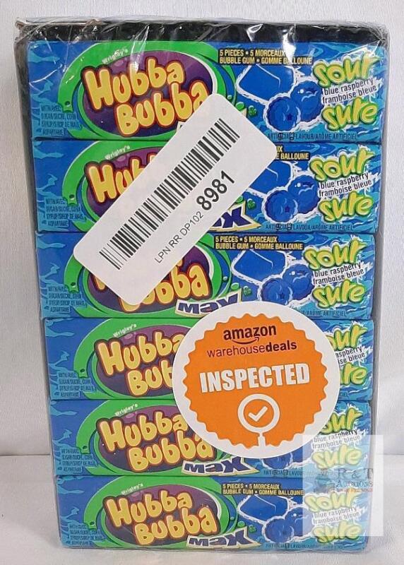 NEW 18 PACK Hubba Bubba Max Sour Blue Raspberry Bubble Gum 8g Each, Multipack,