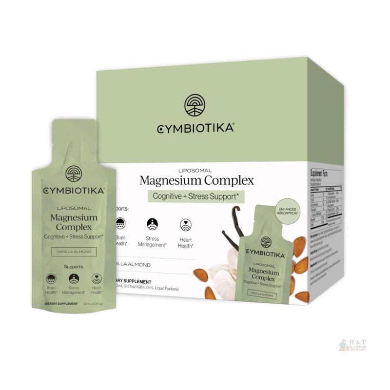 NEW Cymbiotika Liposomal Magnesium Complex, Vanilla Almond, 28 Liquid Sachets, 280mL, Plant-Based
