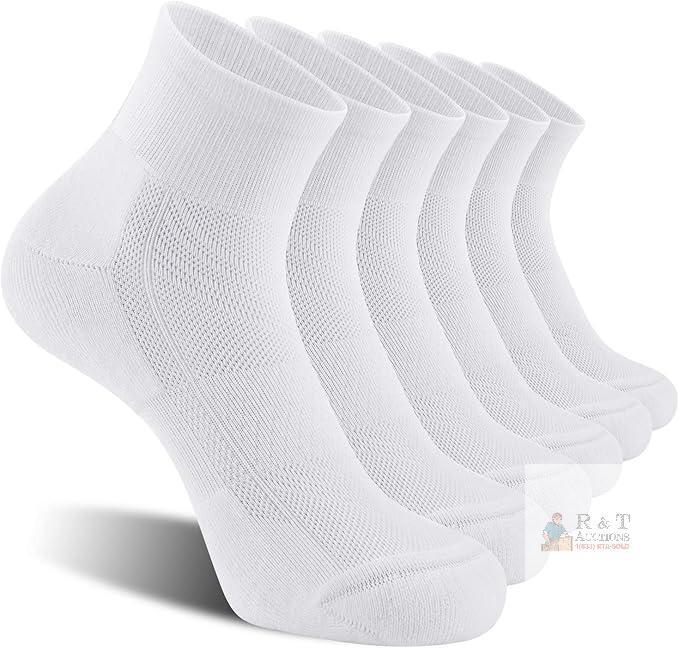 NEW CELERSPORT 6 Pack Men's Large Ankle Socks with Cushion, Sport Athletic Running Socks