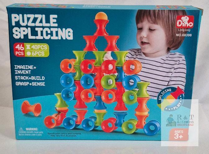 46pc Long Long Puzzle Splicing Suction Cup Building Blocks Toy, Model 68998, Ages 3+, Multicolor