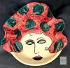 Dotti Potts Signed Freeform Face Art Bowl &ndash; 12" Ceramic Canadian Studio Pottery, Hand-Painted