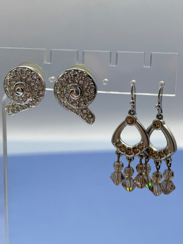 Two Pairs stamped Swavorski Earrings