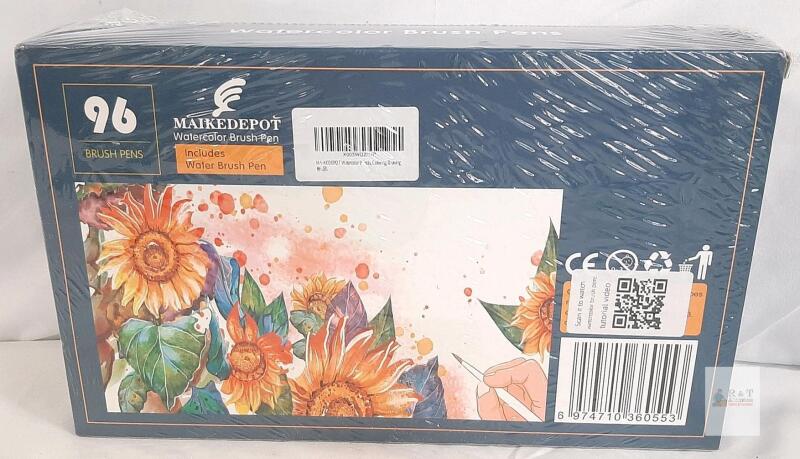 NEW 96 Watercolor Brush Pens Set, Water-Based, Blendable, Non-Toxic, w/ Water Brush