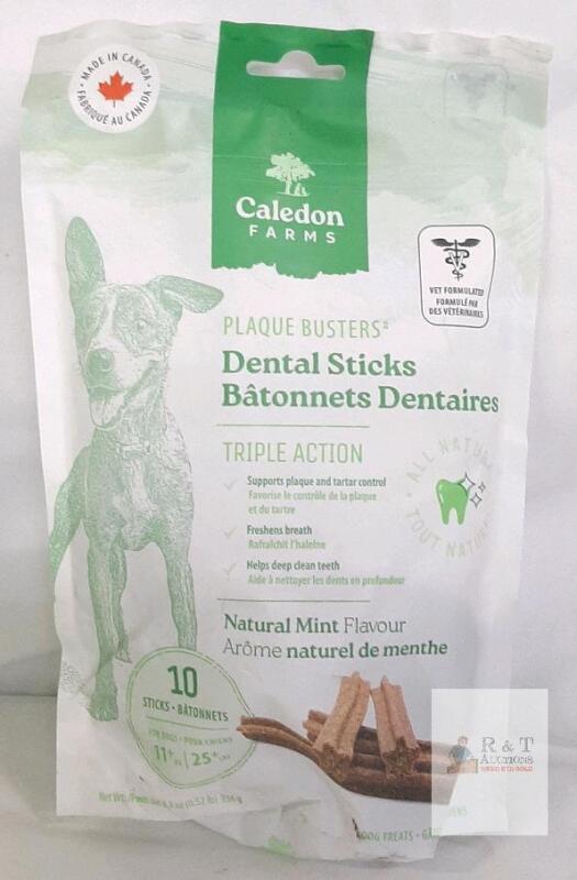 NEW BB JAN 28 Caledon Farms Plaque Busters Dental Sticks, Natural Mint, 10 Ct, 8.8oz, For Dogs 11lb+