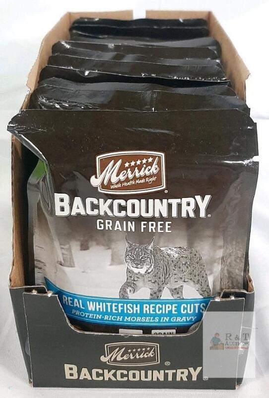 NEW Merrick Backcountry Grain Free Whitefish Wet Cat Food Pouches 3oz, APR2026, USA, Lot 4131TB18