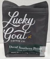 NEW Lucky Goat Decaf Southern Pecan Ground Coffee, 12 oz Bag, Flavored, Sugar Free, Keto, 100% Arabica