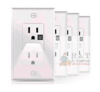 4 Pack New Receptacle Outlet with Night Light,15A 125V Standard Electrical Outlet with WallPlates,Turn LED Light On/Off Automatically,Nightlight for Kids,Bedroom,Bathroom,Stairs(White)