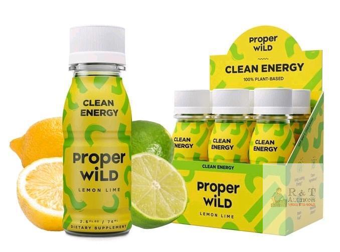6 Pack New Proper Wild, Natural Clean Energy Shots, Caffeine & L-Theanine, Lemon Lime