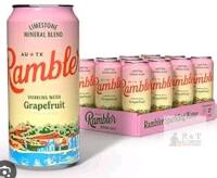 12 Pack New Rambler Sparkling Water Cans, Flavored with Grapefruit Signature Texas Limestone Mineral Blend 16 oz