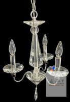 Swarovski Lighting 9673-40CL 3-Light (Electric) Chandelier, 27" Long, Small Impact Chip Noted in Bottom Pendalogue