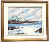 Vintage Signed Casey Kosnik Original Maritime Painting on Canvas, 27" &times; 23"