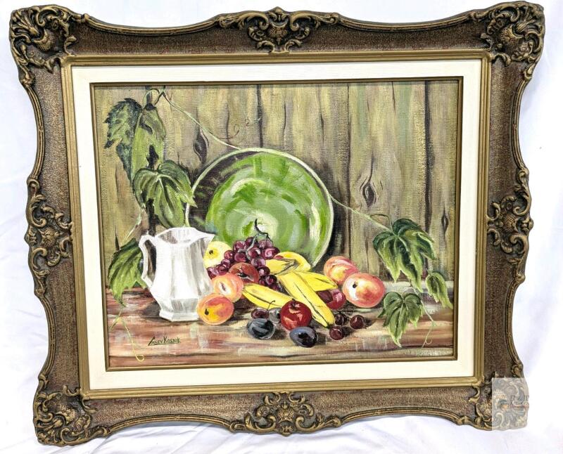 Vintage Signed Casey Kosnik Still Life Painting, 26.25" &times; 22.5"