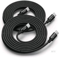 New 2-Pack 6.6ft 100W USB-C to USB-C Charging Cables, Nylon Braided, Fast Charging