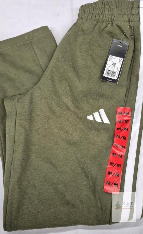 NEW Adidas M 3-Stripes Fleece Pants, Olive, Men&rsquo;s Medium, JY9027, New, Badge of Sport Logo, RFID