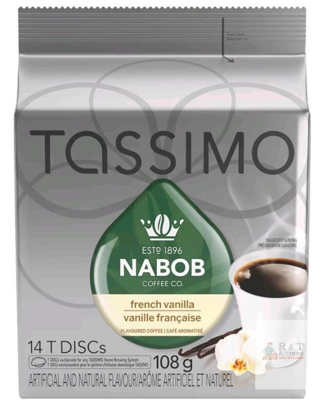 New Tassimo Nabob French Vanilla Coffee Single Serve T-Discs, 14 ct Box