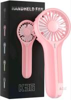 New Pink Rechargeable Handheld Fan With Base, Model K36 With USB-C Charging Cable