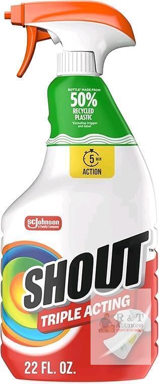 New SHOUT Active Enzyme Laundry Stain Remover Spray, Triple-Acting Formula Clings, Penetrates, and Lifts 100+ Types of Everyday Stains - Prewash Spray, 650ml