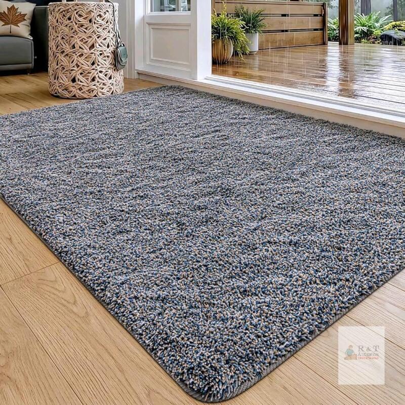 New DEXI Indoor Door Mat Front Entrance, 20x32 Non Slip Dirt Trapper Soft Entry Rug, Absorbent Washable Doormat for Inside Entryway Floor Carpet, Mixed Blue Grey