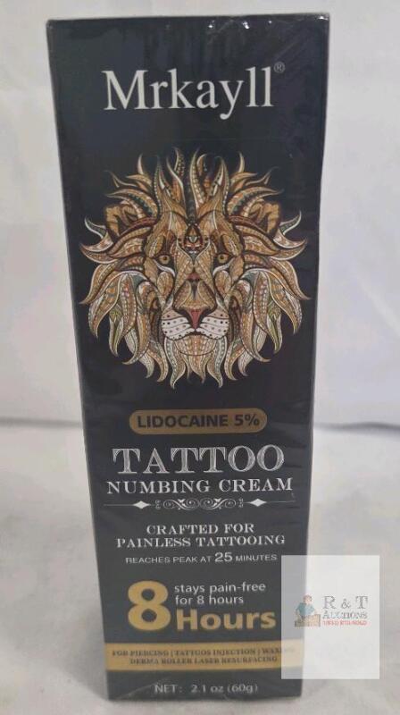 Mrkayll Tattoo Numbing Cream 2.1oz Lidocaine 5%, 8hr Relief, 25min Peak, Sealed Box