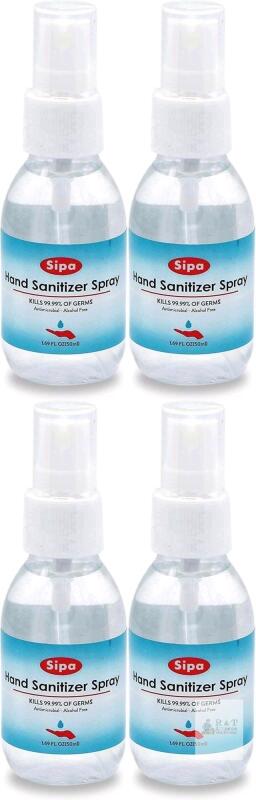 4 NEW SIPA Hand Sanitizer Spray, 1.69oz (50ml), Citrus Scent, Travel Size, Portable Moisturizing Portable Spray Bottle