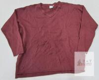NEW ELLE Ribbed V-Neck Sweater, XL, Mauve/Burgundy, Long Sleeve, Style 6452000