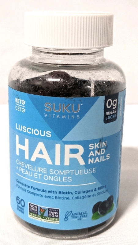 New Suku Vitamins HAIR SKIN & NAILS Gummie Supplement 0g Sugar / Keto Friendly (60 Gummies)