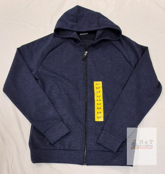 NEW 38&ordm; HEAT Men's Small S/P Heather Navy Full-Zip Hoodie Sweatshirt Cotton Blend
