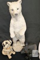 ADORABLE Large 17.5" Polar Bear, Dalmatian Dog, and Rat Animal Figurine Statue Set &ndash; Resin Decor