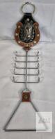 Vintage Horse Head Bridle Rack, Wall-Mounted 6 Hook Organizer, Leather & Chrome, 24&rdquo; Tall