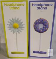 2 NEW Novelty Flower Headphone Stand, Universal Fit, Fun Design, 11.61 x 4.53 in, Accessory Base