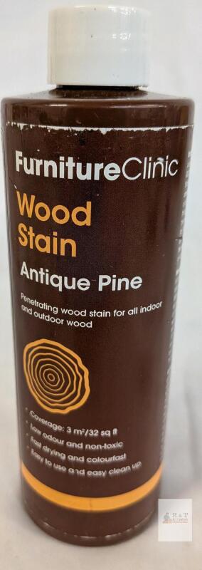 Furniture Clinic Wood Stain Antique Pine 8.5 fl oz (250ml) Covers 32 sq ft, Low Odor, Plastic Bottle