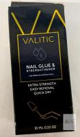 VALITIC Nail Glue & Strengthener, Extra Strength, Quick Dry, 0.33 oz (10ml), Press On Acrylic