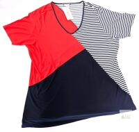New Size 2XL Women's TANJAY PLUS Spring Striped Colorblock Tee With Stretch