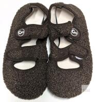 New Size 44-45 Women's Soft Adjustable Double Velcro Strap House Slippers, Non-Slip Bottoms, Coffee