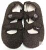 New Size 44-45 Women's Soft Adjustable Double Velcro Strap House Slippers, Non-Slip Bottoms, Coffee