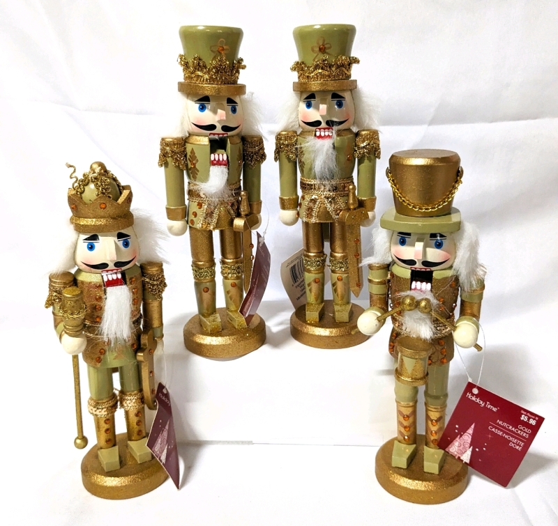 4 New 9.25" Tall Decorative Wooden Nutcrackers