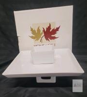 Home & Gift Collection Ultimate Serving Set - 12.5" White Ceramic Platter w/ Center Dip Bowl