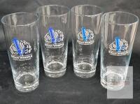 Steam Whistle Pilsner Beer Glasses Set of 4, 16 oz, 6.75 in Tall, Clear with Logo