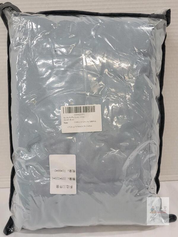 Rvciby Ruffle Duvet Cover Set Queen Blue CK0011-D-Q, Microfiber, Zipper, 3pcs, C7C9 12737