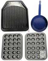 Nonstick Cookie Baking Sheet/Crisper Pan, Blue Speckled Enamelware Frying Pan & 2 Mini Muffin Baking Pans