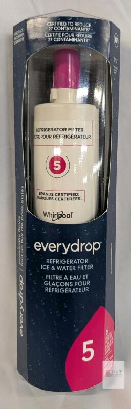 Whirlpool EveryDrop 5 EDR5RXD1B Refrigerator Ice & Water Filter, 240 Gallons, NSF Certified